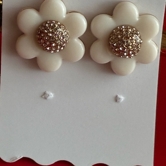 KATE SPADE Earrings,Kate Spade Cream Floral Earrings with Gold Center - Picture 2 of 7